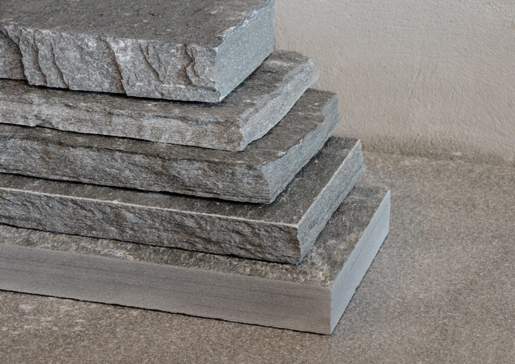 Four slate edge profiles stacked to show the difference between them.